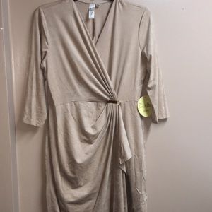 NWT Tan/Nude Suede Wrap Dress